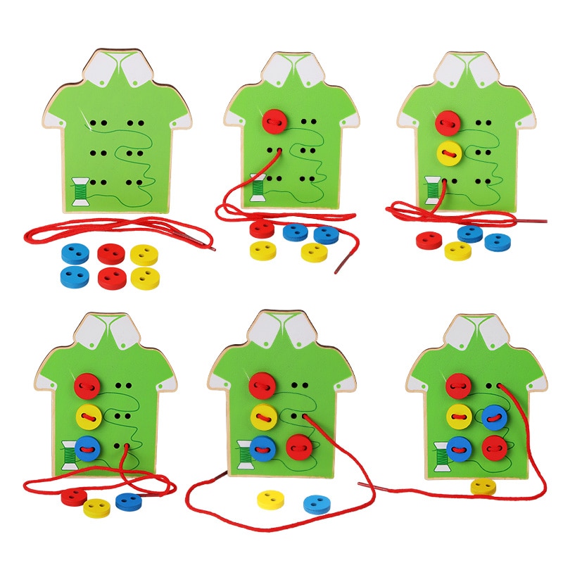 Wooden Button Sewing Learning Toy