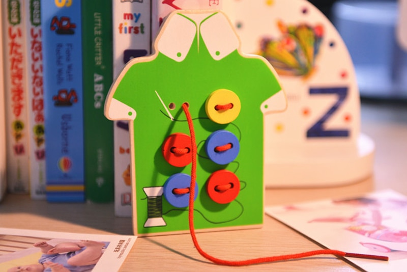 Wooden Button Sewing Learning Toy