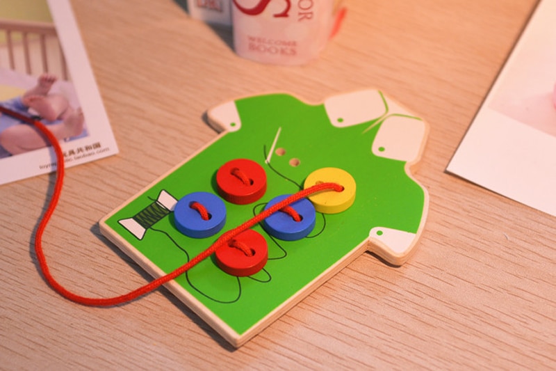 Wooden Button Sewing Learning Toy