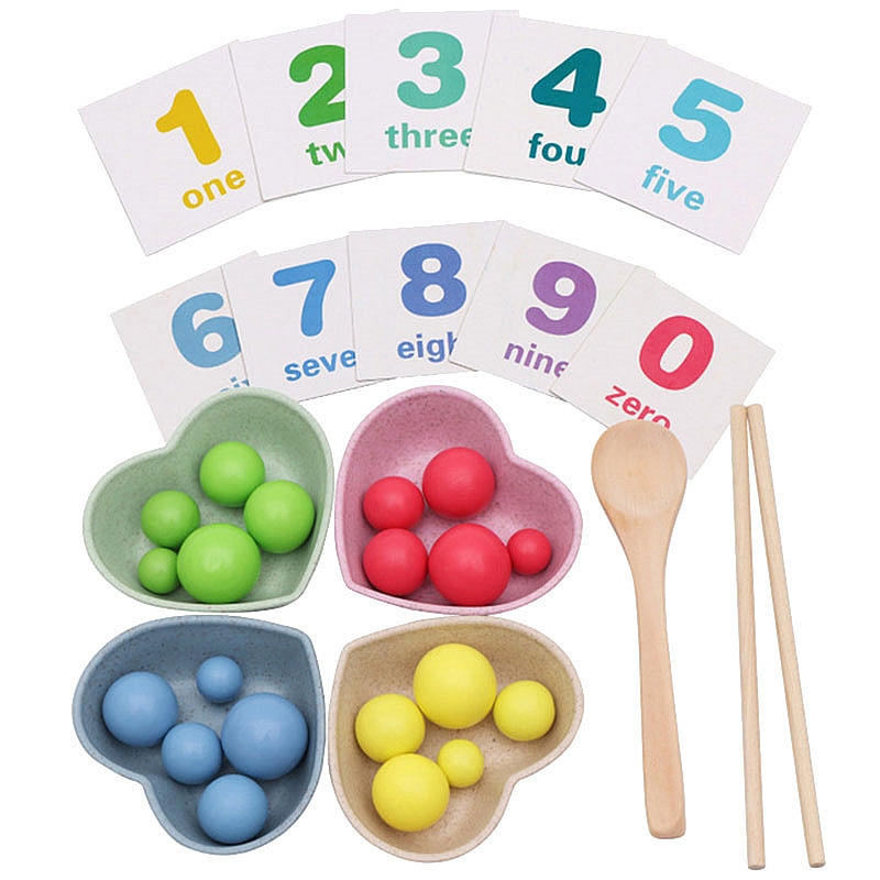 Set of Math Number Cards and Beads for Multifunctional Learning