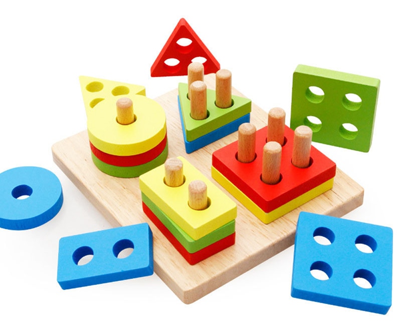 Baby's Wooden Building Blocks Montessori Toy