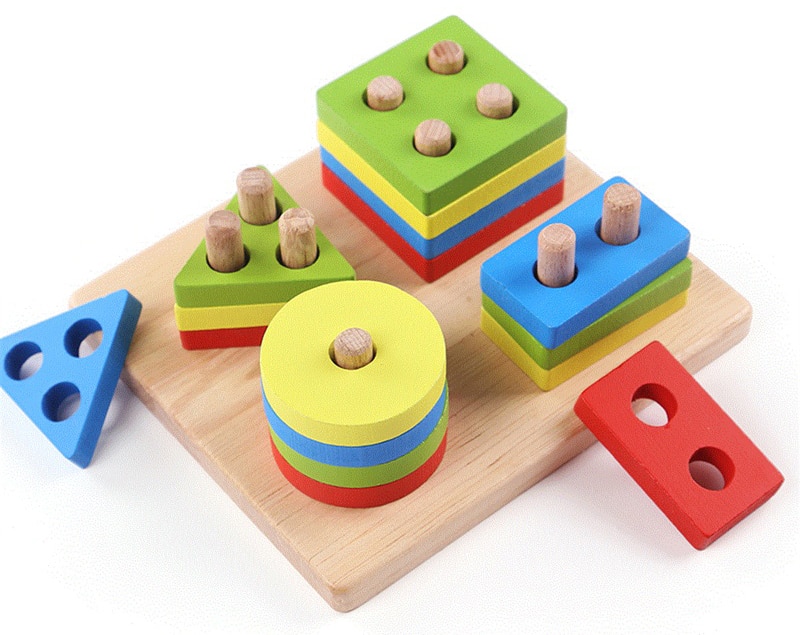 Baby's Wooden Building Blocks Montessori Toy